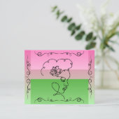 Flowing Beauty: Roselle Line Art Blank Kaart (Staand voorkant)