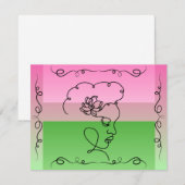 Flowing Beauty: Roselle Line Art Blank Kaart (Voorkant / Achterkant)