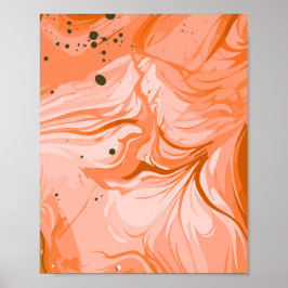 Flowing Coral and Peach Swirls Poster