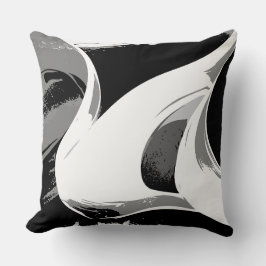 Flowing Curves in Black, White, and Gray Kussen