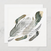 Flowing Feathers Waterverf | Bruiloft Kaart (Voorkant / Achterkant)