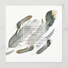 Flowing Feathers Waterverf | Bruiloft Kaart
