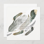 Flowing Feathers Waterverf | VRIJGEZELLENFEEST Kaart (Voorkant / Achterkant)