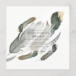 Flowing Feathers Waterverf | VRIJGEZELLENFEEST Kaart