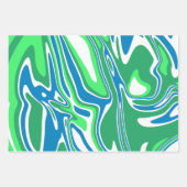 Flowing Green and Blue Marble Stripes Inpakpapier Vel (Voorkant 2)