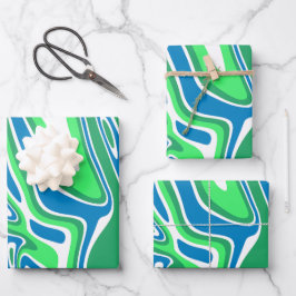Flowing Green and Blue Marble Stripes Inpakpapier Vel