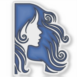Flowing Hair Illustratie van het profiel van de vr Sticker