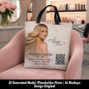 Flowing Hair Salon QR-merkenontwerp Tote Bag