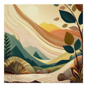 Flowing Hills - Abstracte Natuur muurkunst Perfect Poster
