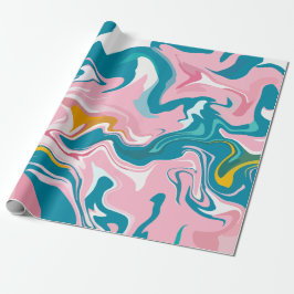 Flowing Marble Design with Pink and Teal Cadeaupapier