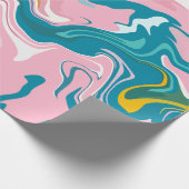 Flowing Marble Design with Pink and Teal Cadeaupapier (Hoek)