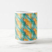 Flowing  Marble Effect  in Teal, Orange and Gold Koffiemok (Center)