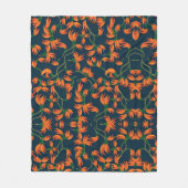  Flowing Orange Floral Pattern Fleece Deken (Voorkant)