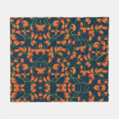  Flowing Orange Floral Pattern Fleece Deken (Voorkant (Horizontaal))