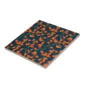  Flowing Orange Floral Pattern Tegeltje (Zijkant)