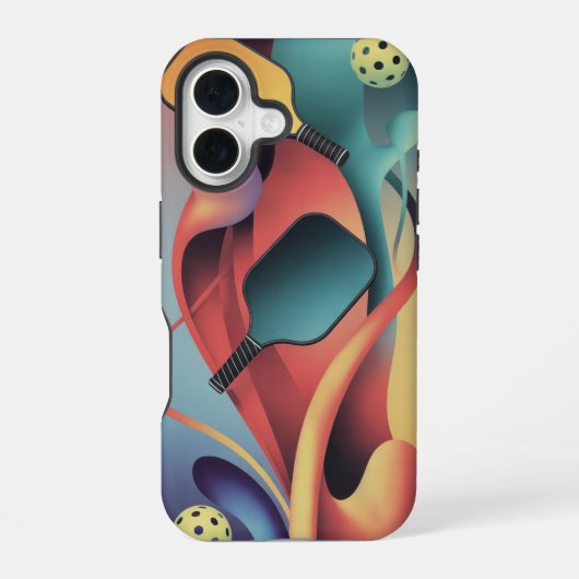 Flowing Pickleball Court Energy Art Phone Case iPhone 16 Hoesje (Achterkant)