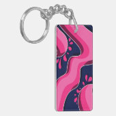 Flowing Pink Waves on a Navy Blue Background Sleutelhanger (Voorkant Links)