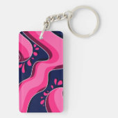 Flowing Pink Waves on a Navy Blue Background Sleutelhanger (achterkant)