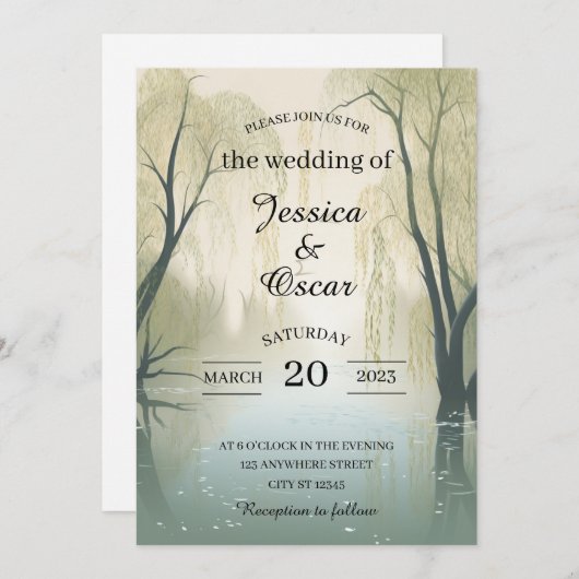 Flowing River Spring Geïnspireerd Bruiloft Kaart (Voorkant / Achterkant)