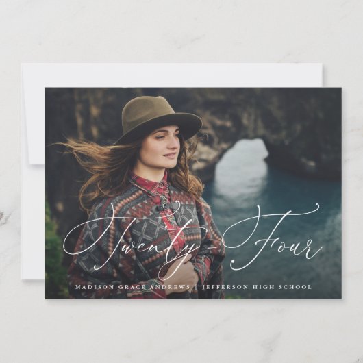 Flowing Script Twenty-Three Graduation Party Kaart (Voorkant)