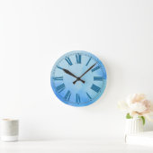 Flowing Shades of Blue Waterverf Effect Ronde Klok (Huis)