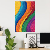Flowing Spectrum: een levendige Abstracte regenboo Poster (Thuiskantoor)