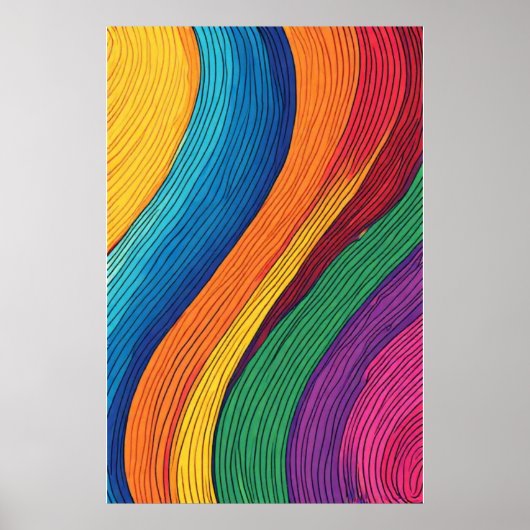 Flowing Spectrum: een levendige Abstracte regenboo Poster (Voorkant)