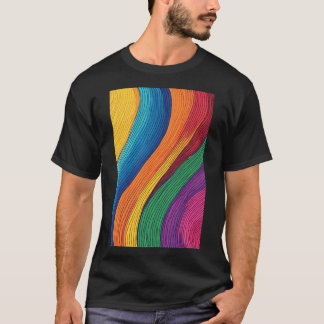 Flowing Spectrum: een levendige Abstracte regenboo T-shirt