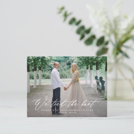 Flowing We Tied The Knot Elopement Briefkaart (Staand voorkant)