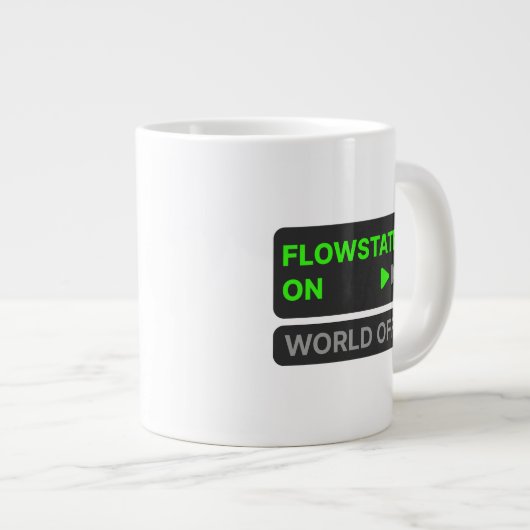 Flowstate aan – World Off | Motivatie koffie Mok (Voorkant rechts)
