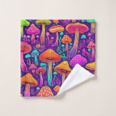 Flowy Neon Mushrooms Dance Bad Handdoek (Wasdoekje)