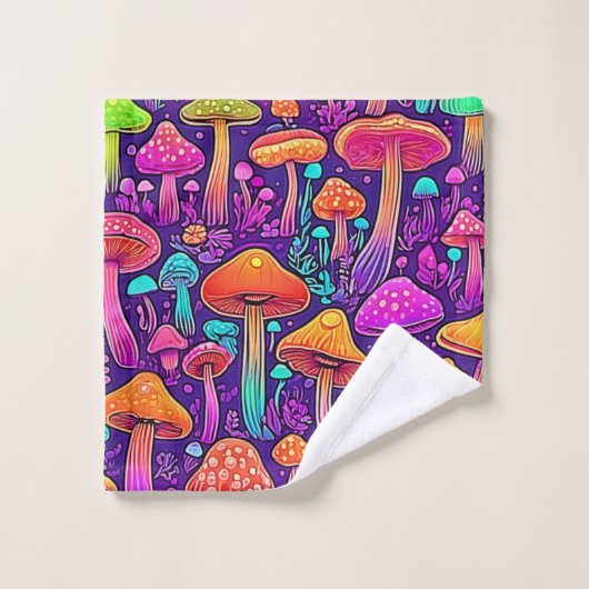 Flowy Neon Mushrooms Dance Bad Handdoek (Wasdoekje)