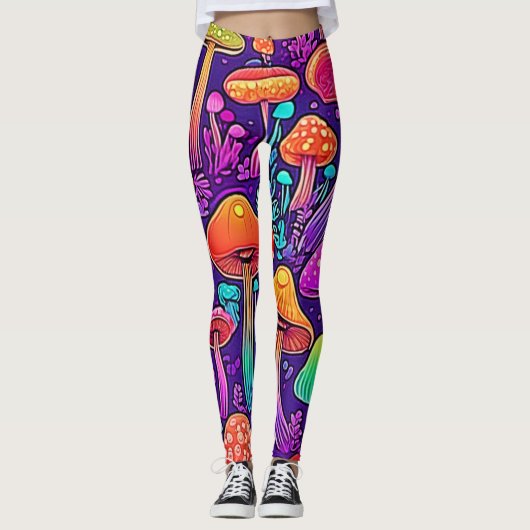 Flowy Neon Mushrooms Dance Leggings (Voorkant)