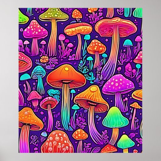 Flowy Neon Mushrooms Dance Poster (Voorkant)