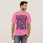 Flowy Neon Mushrooms Dance T-shirt (Voorkant volledig)