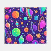 Flowy Neons: planeten en sterren Fleece Deken (Voorkant (Horizontaal))