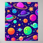 Flowy Neons: planeten en sterren Poster (Voorkant)