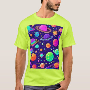 Flowy Neons: planeten en sterren T-shirt