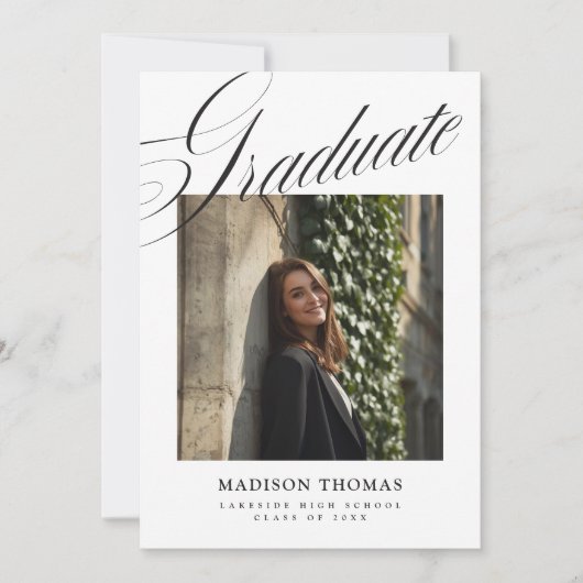 Flowy Typography Graduation Invitation Kaart (Voorkant)