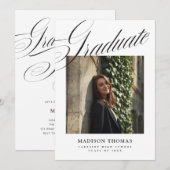 Flowy Typography Graduation Invitation Kaart (Voorkant / Achterkant)