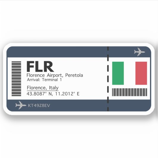 FLR Florence Boarding Pass - Italië-reis Sticker (Voorkant)