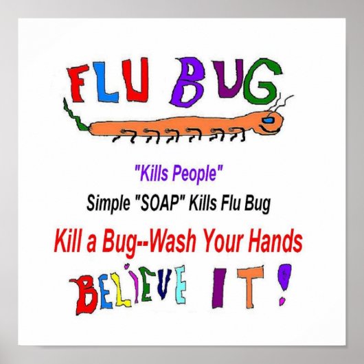 Flu Bug Wash Hands Poster (Voorkant)