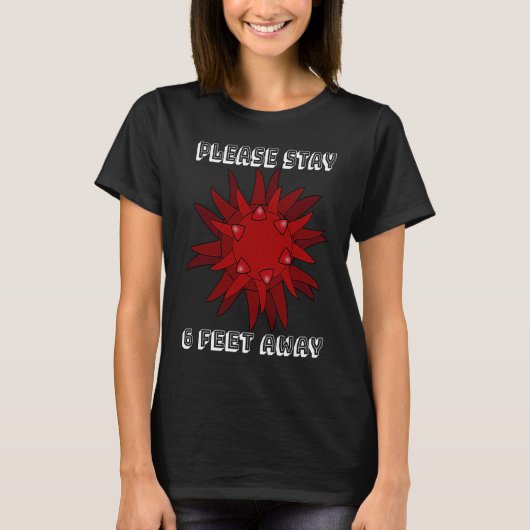 Flu Please Stay 6 Feet Away Red Microorganism T-shirt (Voorkant)