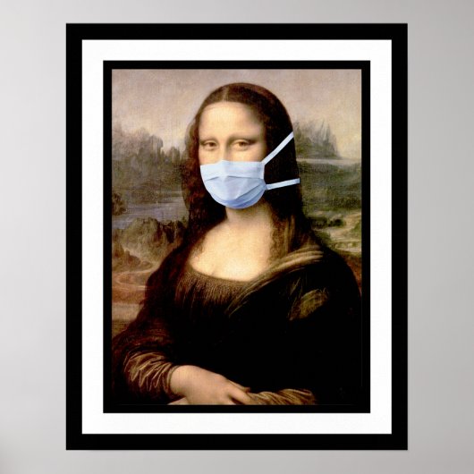 Flu Season Mona Lisa met Masker en Faux Lijst Poster (Voorkant)