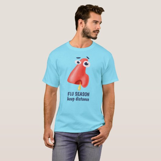 Flu-seizoen houdt afstand Funny Nose Sick T-shirt (Voorkant volledig)