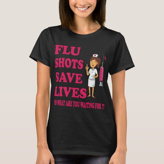 Flu Shots Red Lives Funny Medical T-shirt (Voorkant)