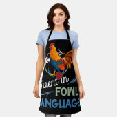 Fluent in Fowl Language Funny Novelty Crazy Chicke Schort (Gedragen)