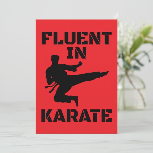 Fluent in Karate Grappig Karate T-Shirt Kaart (Staand voorkant)