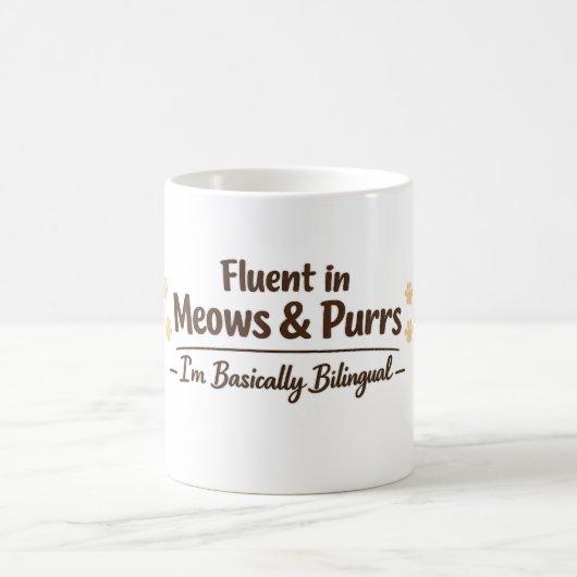 Fluent in Meows & Purrs Funny Cat Lover Gift Koffiemok (Center)