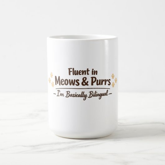 Fluent in Meows & Purrs Funny Cat Lover Gift Koffiemok (Center)